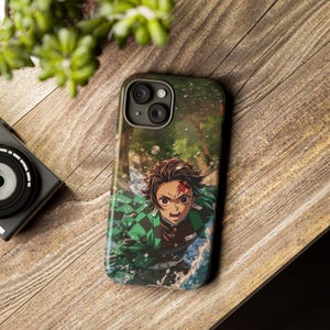 Demon Slayer Tanjiro Kamado phone case for iPhone 16, 15, 14, 13, 12, 11 Pro Max & S24, S23, S22, S21 Ultra Plus, Gift For Him - Her