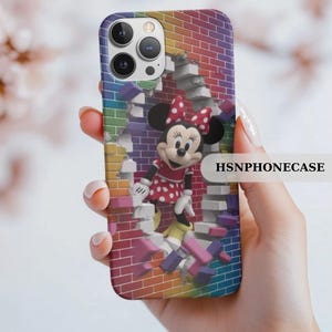 Custodia rigida Minnie Mouse per iPhone 16/15, Samsung S25/S24 e Pixel 9 / Regalo carino per compleanni, ritorno a scuola, amanti di Minnie