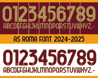 Rome 2024-2025 jersey vector font. Vector designs in svg, ai, pdf, ttf, eps, png format.