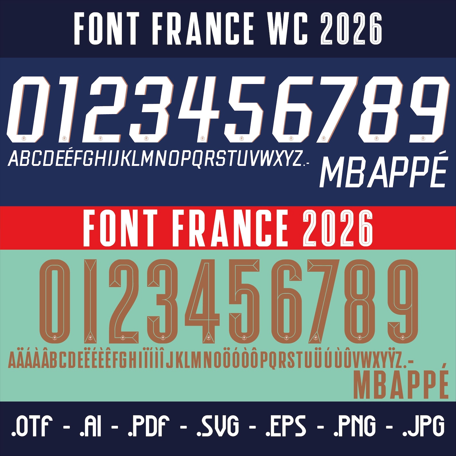 Waylon Rance Font Vector Font for France 2026 World Cup Home and Away Jerseys. Vector ...