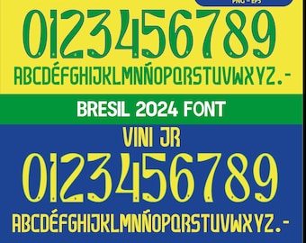 Fuente vectorial de camiseta de Brasil 2024. Patrones vectoriales en formato svg, ai, pdf, otf, eps, png.