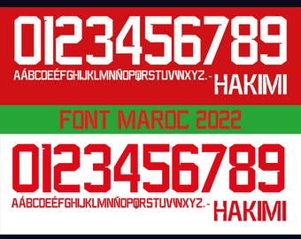 Vector font for Morocco 2022 World Cup jersey. Vector designs in svg, ai, pdf, otf, eps, png, jpg formats.