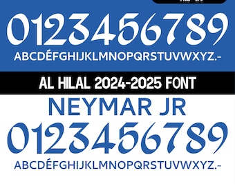 Fuente vectorial de la camiseta del Al Hilal 2024. Diseños vectoriales en formato SVG, AI, PDF, OTF, EPS, PNG y JPG.