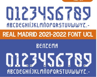 Font vector jersey Real Madrid Champions League UCL 2021-2022. Vector patterns format svg, ai, pdf, ttf, eps, png.