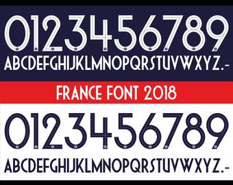 Vector font for the France 2018 World Champions jersey. Vector designs in svg, ai, pdf, otf, eps, png, jpg formats.