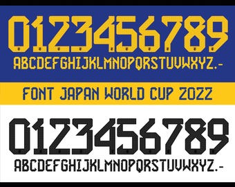 Japan World Cup 2022 jersey vector font. Vector designs in svg, ai, pdf, otf, eps, png, jpg format.