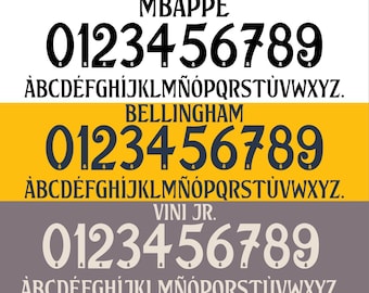 Real Madrid 2024-2025 jersey vector font. Vector patterns in svg, ai, pdf, otf format.