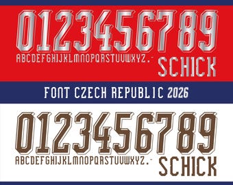 Czech Republic 2026 World Cup jersey vector font, 2026 typography. Vector designs in svg, ai, pdf, otf, eps, png, jpg format.