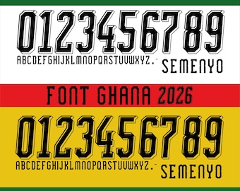 Vector font for Ghana 2026 World Cup jersey, Black Stars 2026 typography. Vector designs in svg, ai, pdf, otf, eps, png, jpg format.