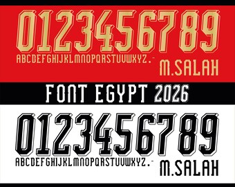 Vector font for Egypt 2026 World Cup jersey. Vector designs in svg, ai, pdf, otf, eps, png, jpg formats.