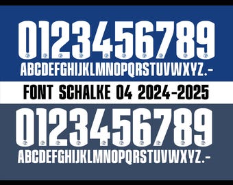 Schalke 04 2024-2025 jersey vector font. Vector designs in svg, ai, pdf, otf, eps, png format.