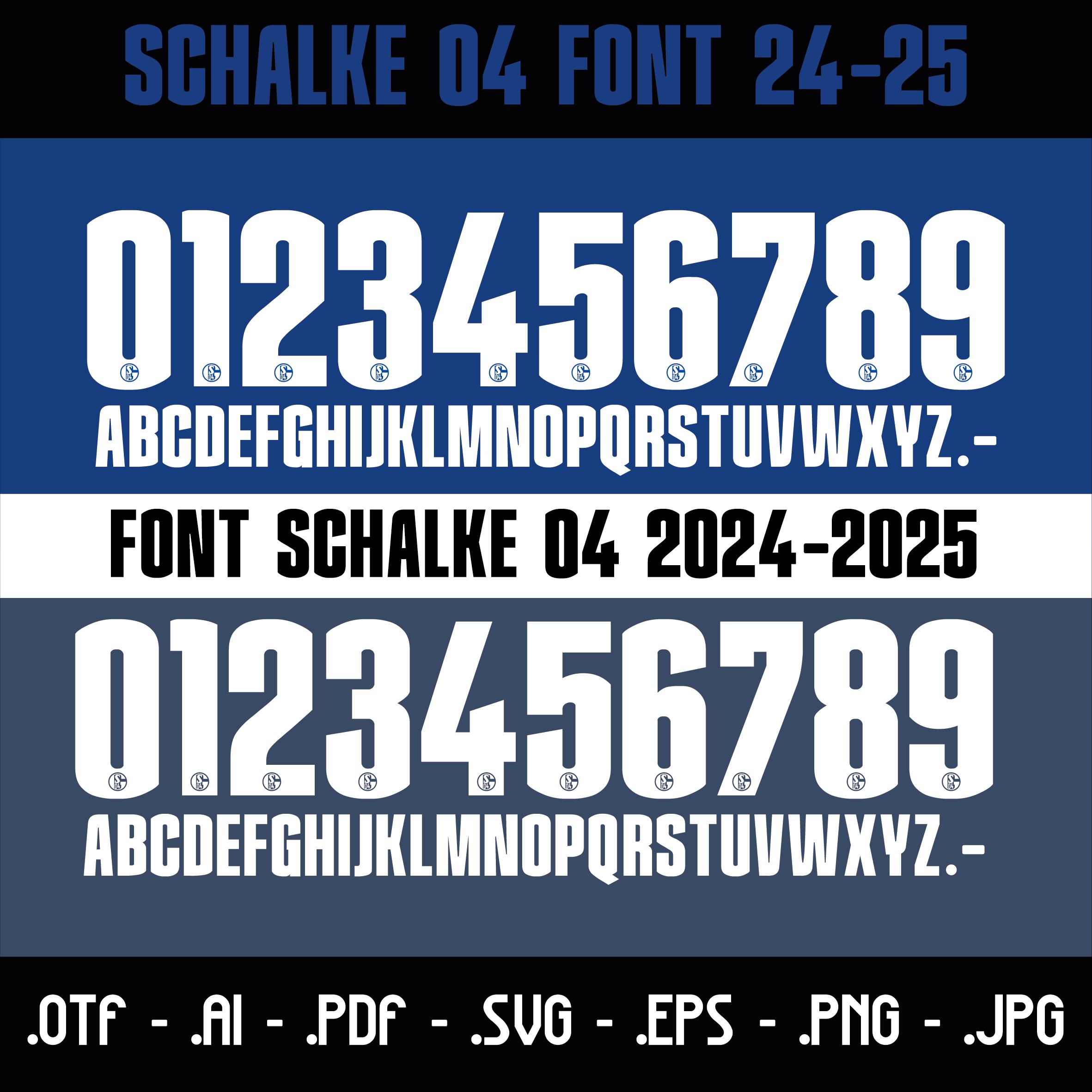 Schalke 04 2024-2025 Jersey Vector Font. Vector Designs in Svg, Ai