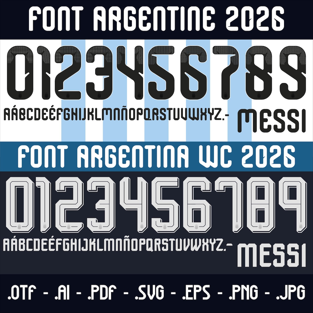 アルゼンチン代表2026年ユニフォーム（メッシ）用のベクターフォント