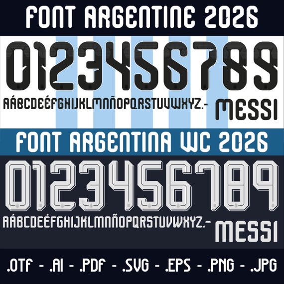 アルゼンチン代表2026年ユニフォーム（メッシ）用のベクターフォント