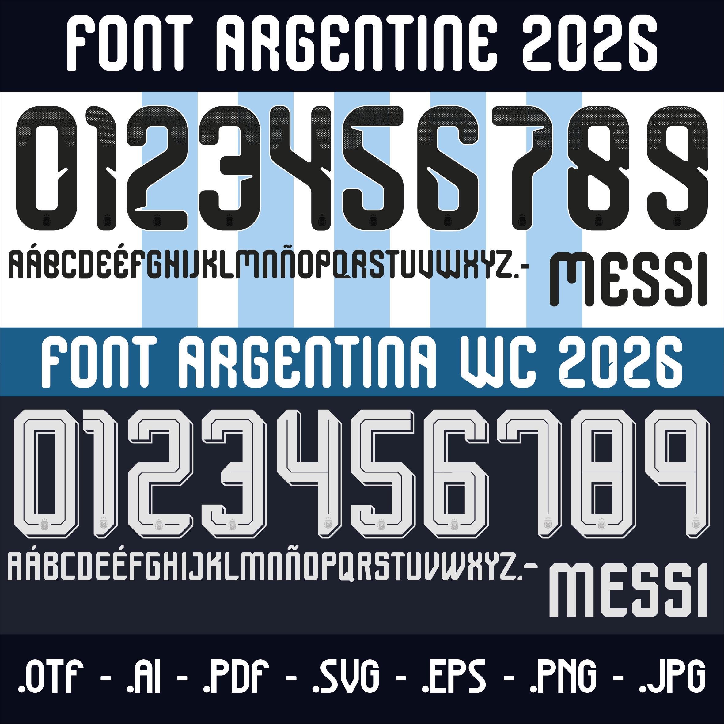 アルゼンチン代表2026年ユニフォーム（メッシ）用のベクターフォント