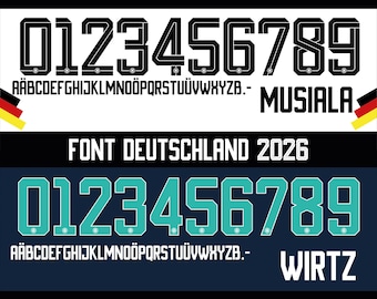 Deutschland 2026 Trikot-Vektorgrafik. Vektorgrafiken in den Formaten SVG, AI, PDF, OTF, EPS, PNG und JPG.