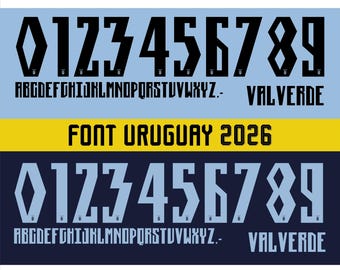 Vector font for Uruguay 2026 World Cup jersey. Vector designs in svg, ai, pdf, otf, eps, png, jpg formats.