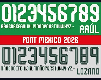 Vector font for Mexico 2026 World Cup jersey. Vector designs in svg, ai, pdf, otf, eps, png, jpg formats.