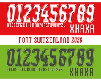 Vector font for Switzerland 2026 World Cup jersey, Nati 2026 typography. Vector designs in svg, ai, pdf, otf, eps, png, jpg format.