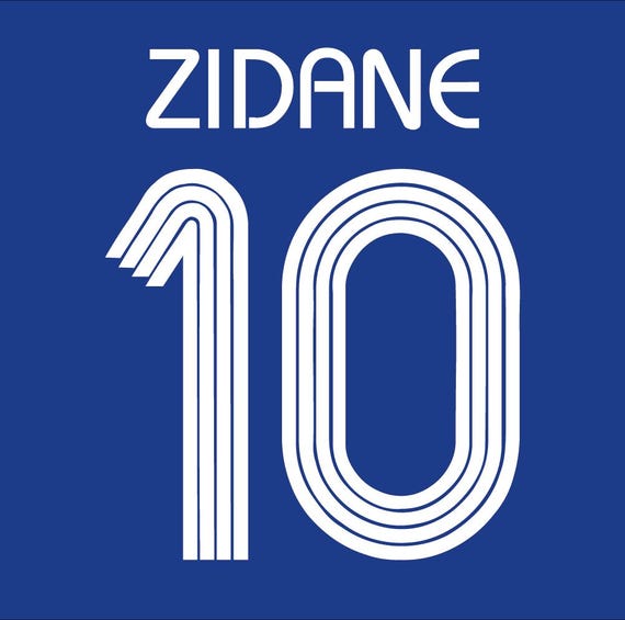 Kit Patch Flocage ZIDANE #10 Maillot bleu France FFF Coupe du Monde