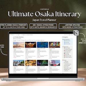 Osaka Itinerary & Travel Planner | Flexible 1-11 Day Osaka Plan, 110+ Attractions, Osaka Guide (Notion Template)