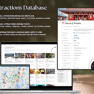 Over 100 Tokyo attractions in one Japan travel template.