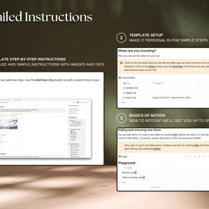 Detailed instructions on how to get started, the basics of Notion, and personalizing your trip.