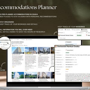Top accommodations around Osaka with places where we stayed.