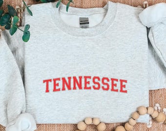 Embroidered Tennessee Sweatshirt, Tennessee Football Hoodie, Game Day Crewneck, TN Embroidery Shirt, Vols Fan Gift, Unisex Fall Apparel