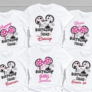 Disney Birthday Girl Shirt Personalized, Custom Birthday Squad Shirt,  Birthday Girl Shirt, Minnie Mouse Theme, Mommy Daddy Kid Name Shirts