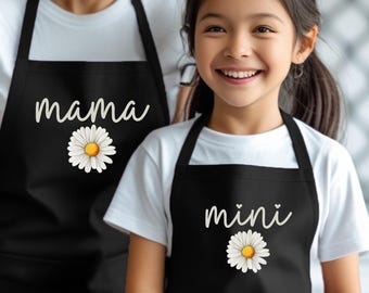 Custom Matching Mama And Minnie Apron, Girls Daisy Toddler Apron, Personalized Kitchen Kids Apron, Little Baker Apron, Cotton Apron