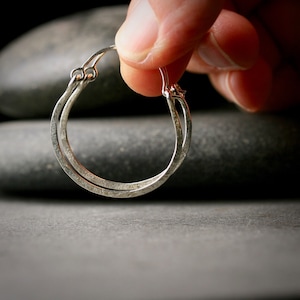 Sterling silver hammered hoop earrings 1&quot;