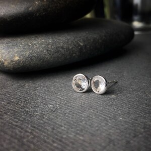 6mm round bezel set white topaz sterling silver martini cocktail stud earrings image 3