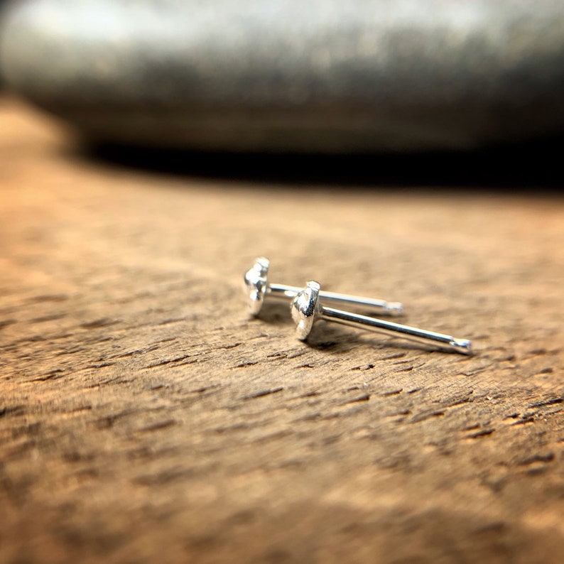 Tiny sterling silver modern flower stud earrings image 4