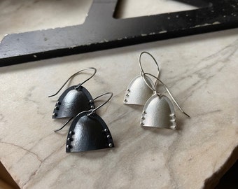 Sterling silver industrial modern drop earrings with many pins