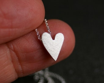 Sterling silver handmade tiny dainty heart charm pendant necklace