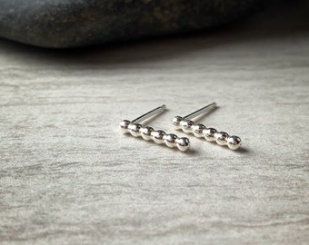 Tiny sterling silver dot stud post earrings