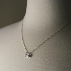 Tiny mother's initial hammered pendant family tree necklace sterling silver image 5