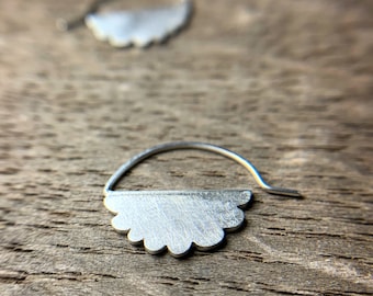 Sterling silver cloud blade hoop earrings