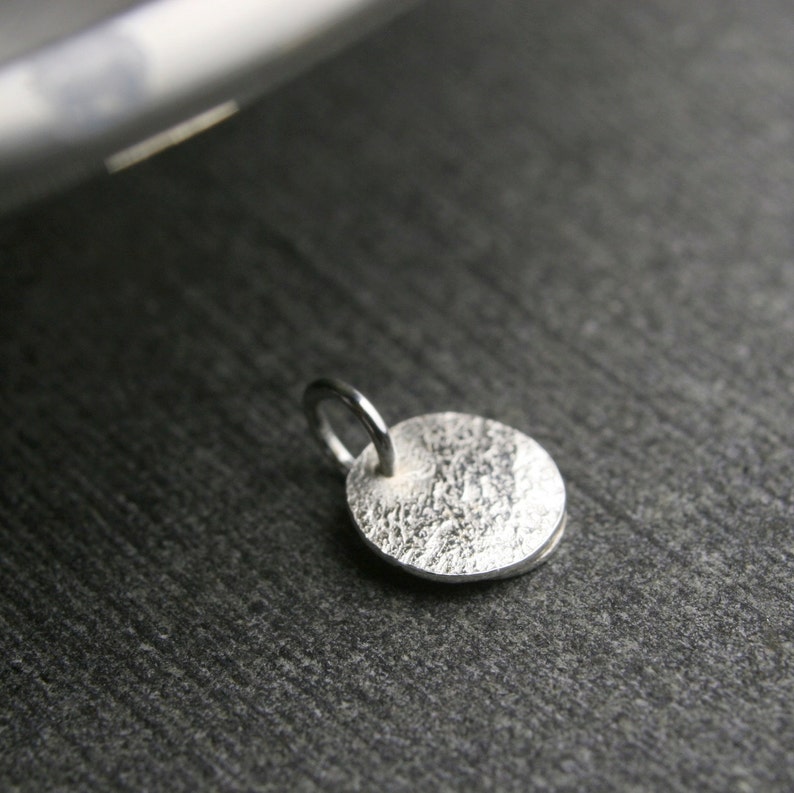 Tiny mother's initial hammered pendant family tree necklace sterling silver image 4