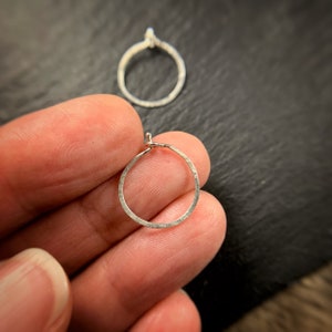 Tiny sterling silver hammered hoops image 4