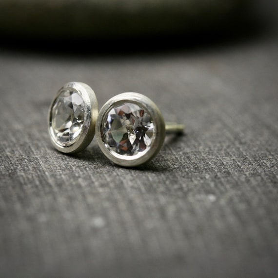 3-Pair Set Sterling Silver White Topaz 3mm Round Stud Earrings