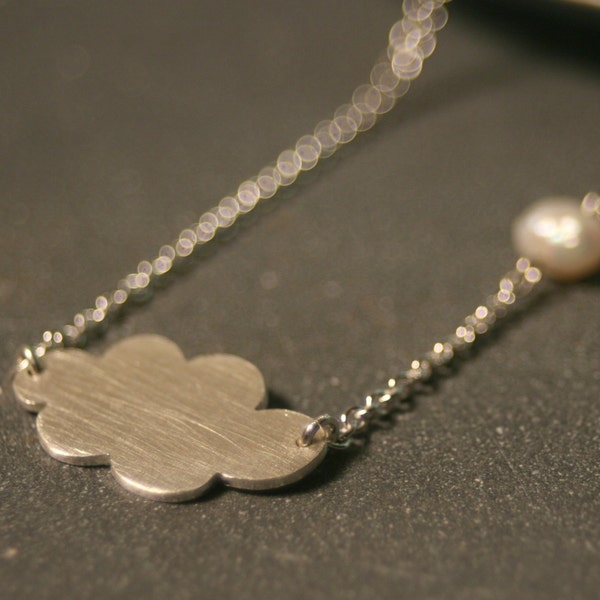 Sterling silver and freshwater pearl pendant --La Nube -- the cloud in the sky