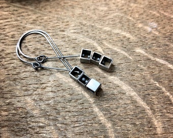 Sterling silver geometric square kinetic earrings