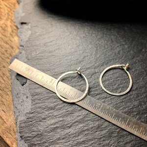 Tiny sterling silver hammered hoops image 2