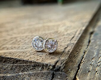 6mm gigantic moissanite sterling silver martini studs 1.5 ct total weight equivalent