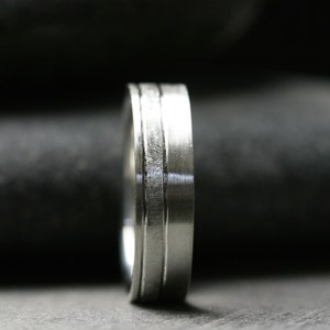 Heavy Solid Sterling Silver 6mm Wedding Band - Comfort Fit, Brushed Center With Groove, Unisex Ring - View #8
