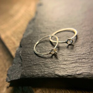 Tiny sterling silver hammered hoops image 5