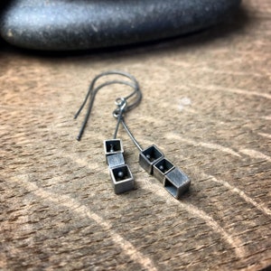 Sterling silver geometric square kinetic earrings image 4