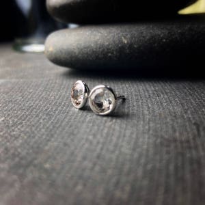 6mm round bezel set white topaz sterling silver martini cocktail stud earrings image 2